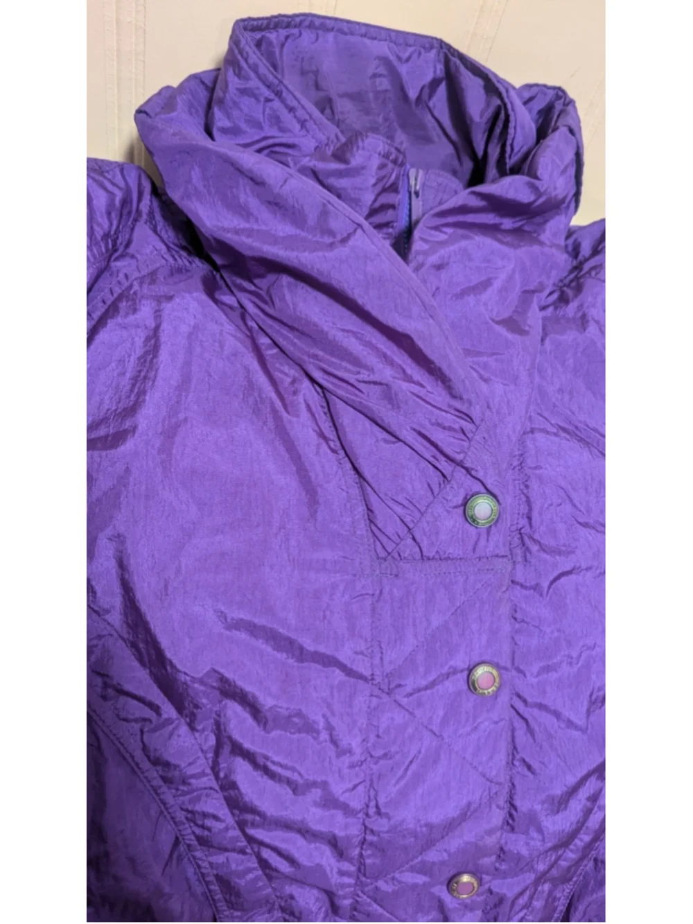 Vintage PROFILE Ski Jacket Womens Large Purple Puffer 90s Y2K 043